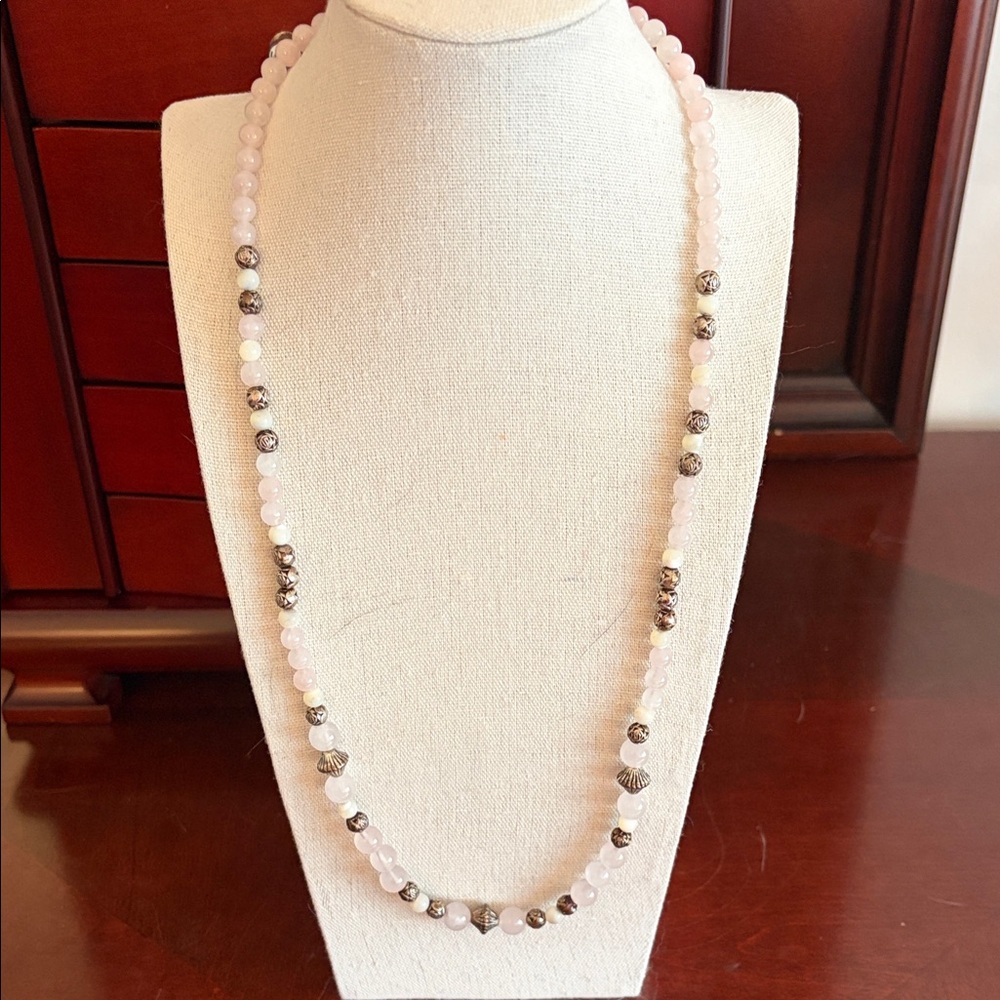 Rose Quartz Beaded Necklace #405